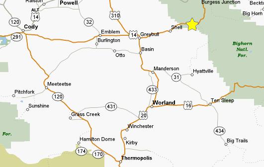Shell Wyoming Map - Time Zones Map